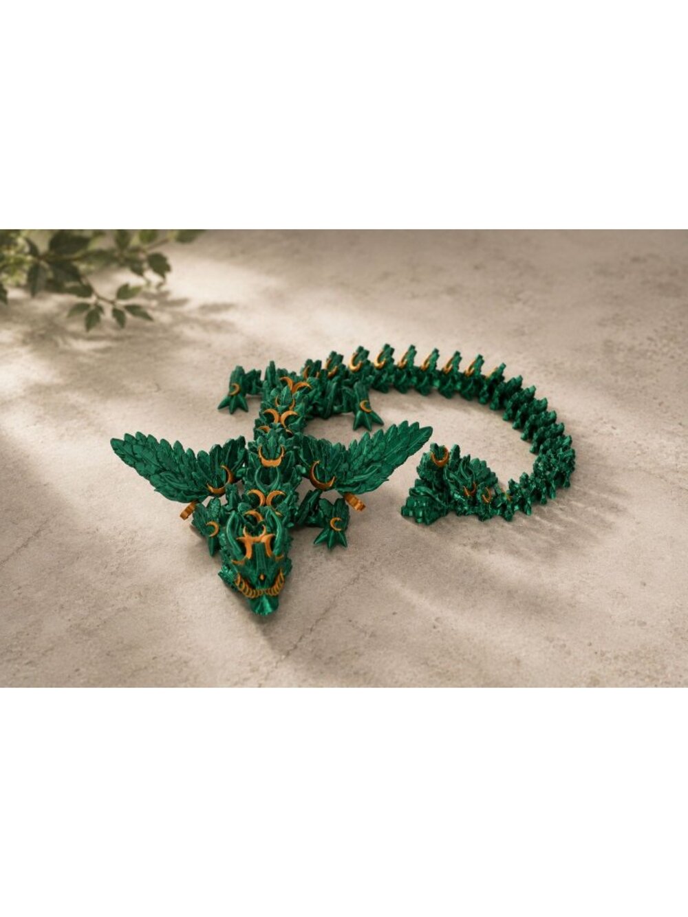 3D Printed Forest Dragon Articulated Flexi Toy Cinderwing3D Green Gold 23" NEW
